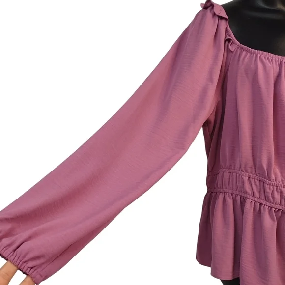 Nine West Women's Squareneck Peplum Top Blouse Size L - Picture 6 of 9